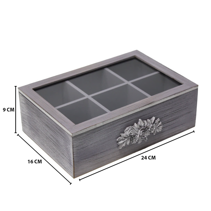 Caja De Te Porta Te Caja De Madera Para Te Gris 6 Divisiones