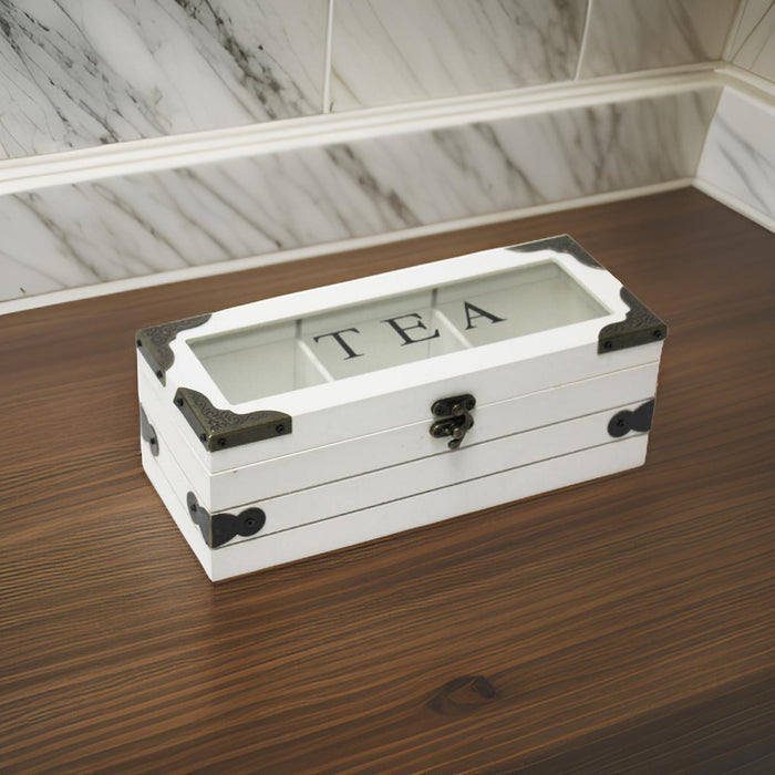 Caja De Te 3 Divisiones Tapa Con Diseño Decorativa Decohogar