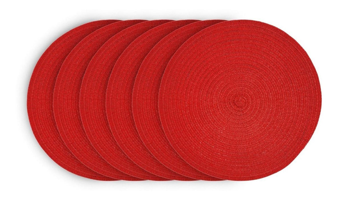 Set 6 Individuales Circulares Trenzados Color Rojo