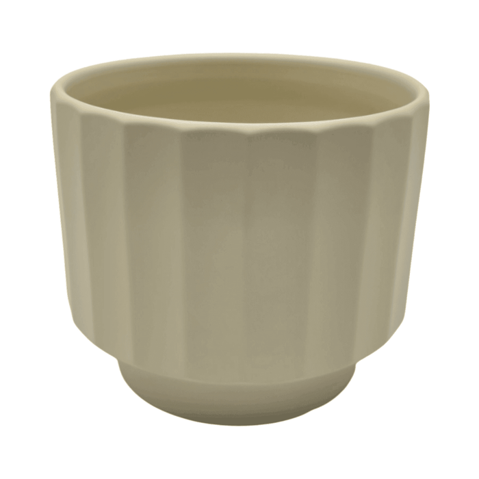 Macetero Maceta De Ceramica Limon Mate Lineas Verticales M - Fliperex