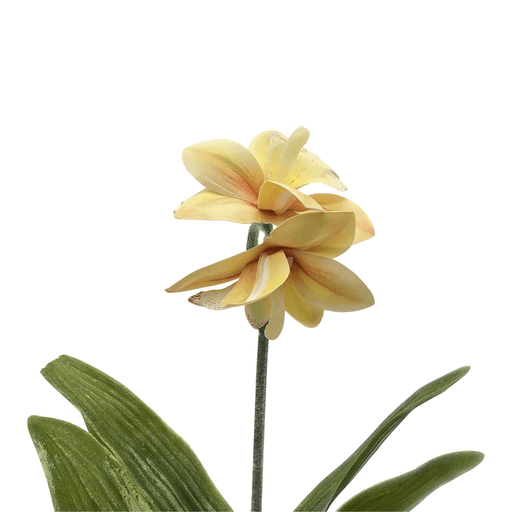 Planta Artificial Orquidea Amarilla Macetero De Ceramica - Fliperex