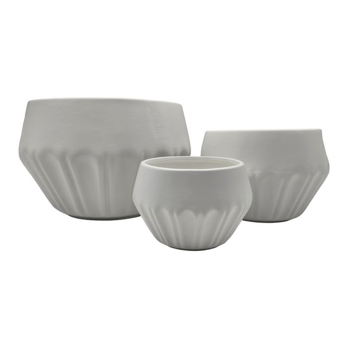 Set 3 Maceteros Maceta De Ceramica Diamante Elegante Blanco