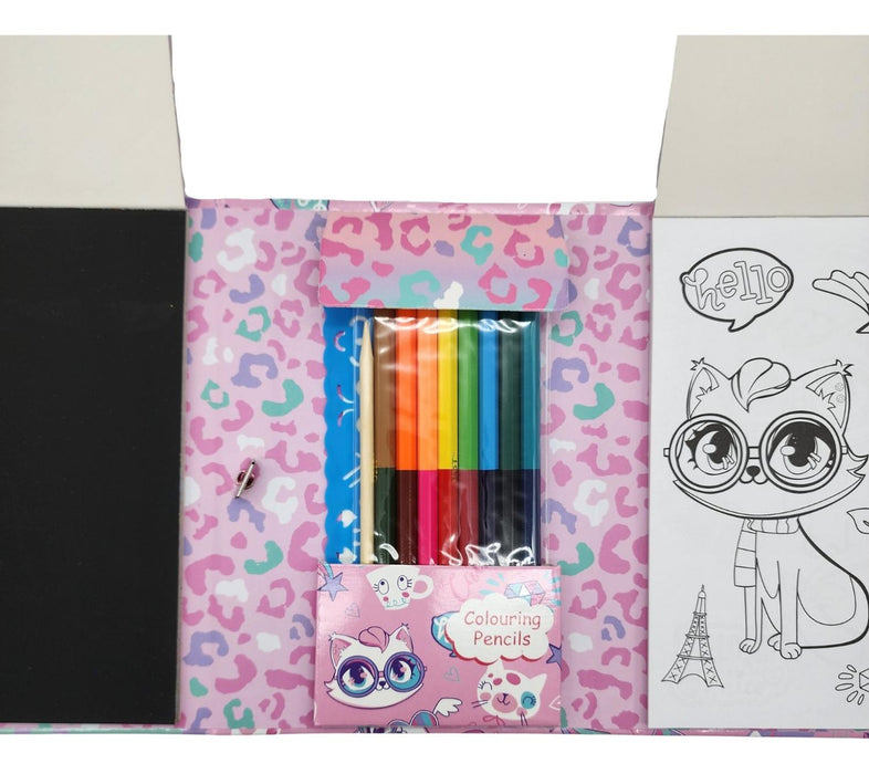 Set De Arte Para Niños Lapices Dibujos y Pizarra Colorear