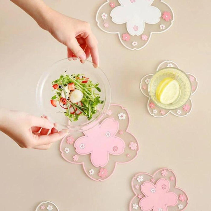 Porta Vaso Hoja De Sakura Kawaii Cute Posavasos Silicona