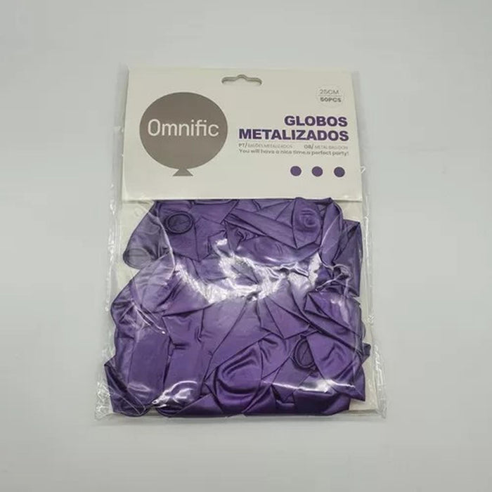 Globos Morado Metalizado 50 Unidades Tamaño 25 Cm