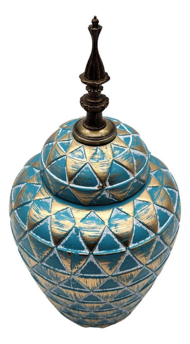 Florero Jarrón De Cerámica Verde Agua Diseño Vintage - Fliperex