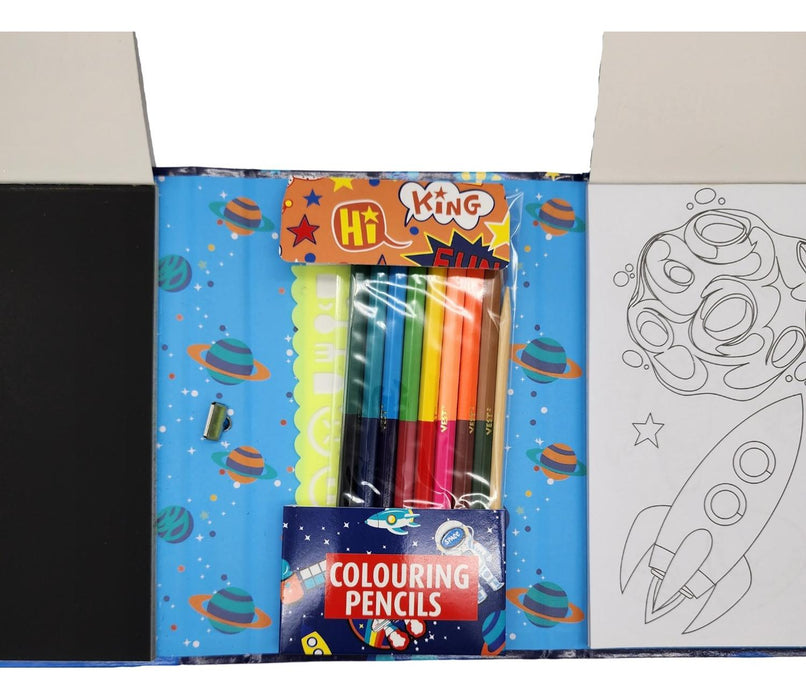 Set De Arte Para Niños Lapices Dibujos y Pizarra Colorear