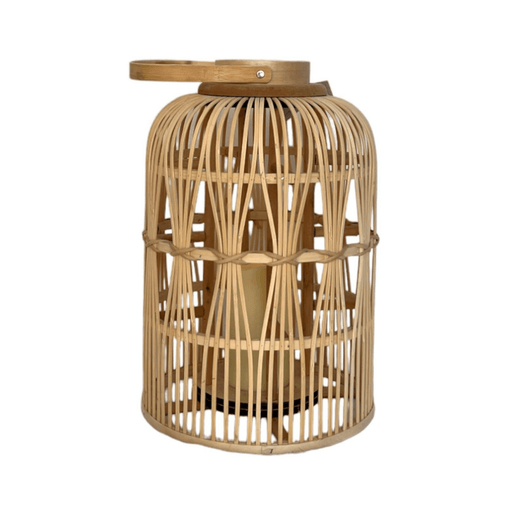 Candelabro De Bambu Natural Porta Vela Nordico Farol 30 CM - Fliperex