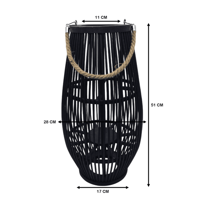 Candelabro De Bambu Negro Porta Vela Nordico Farol 50 CM - Fliperex