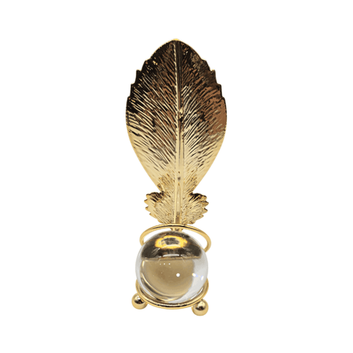 Hoja Dorada Con Bola De Cristal Adorno Elegante Para Mesas - Fliperex