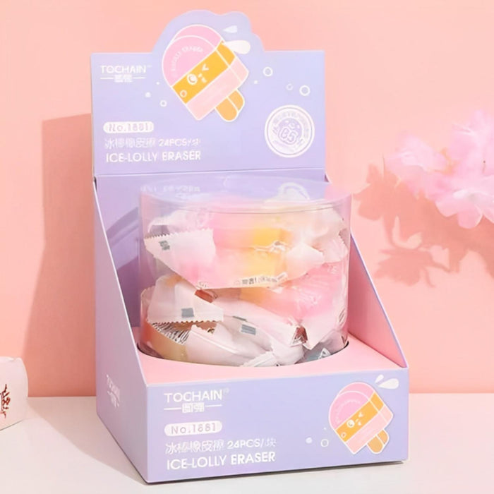 Set 3 Gomas De Borrar Paleta De Helado Kawaii Cute