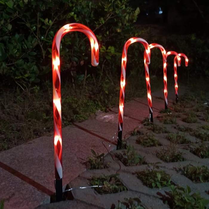 Set 5 Bastones De Navidad Luces Solares Navidad Jardin Hogar