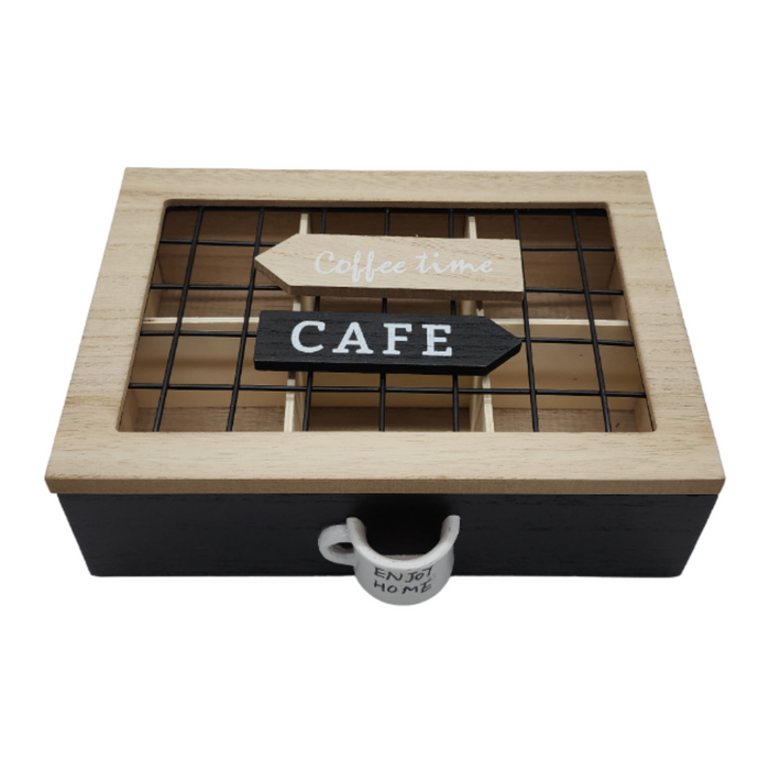 Caja De Te 6 Divisiones Tapa Con Diseño Decorativa Decohogar