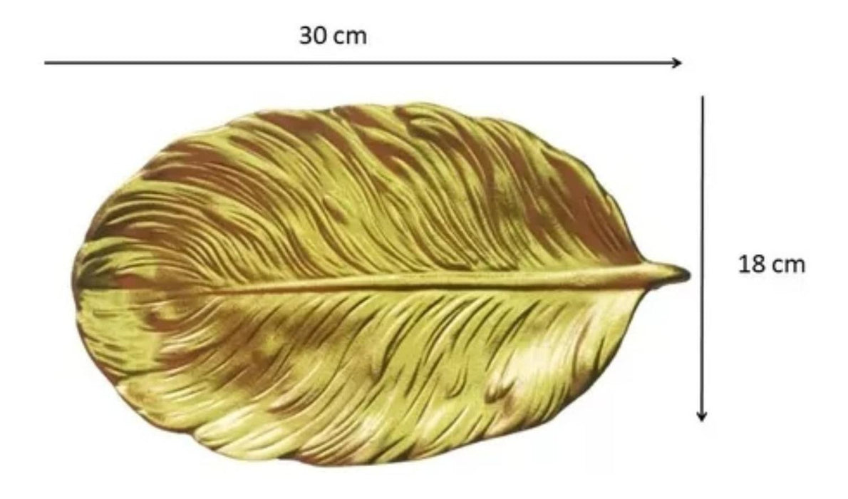 Bandeja Plato Decorativa Dorada Nordica Con Forma De Hoja