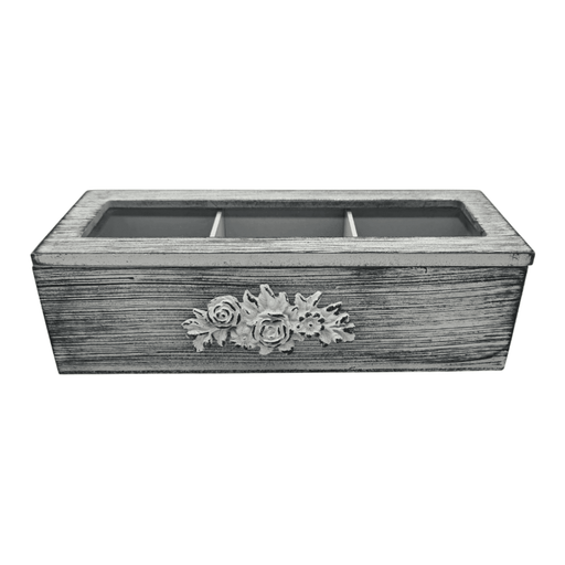 Caja De Te Porta Te Caja De Madera Para Te Gris 3 Divisiones - Fliperex