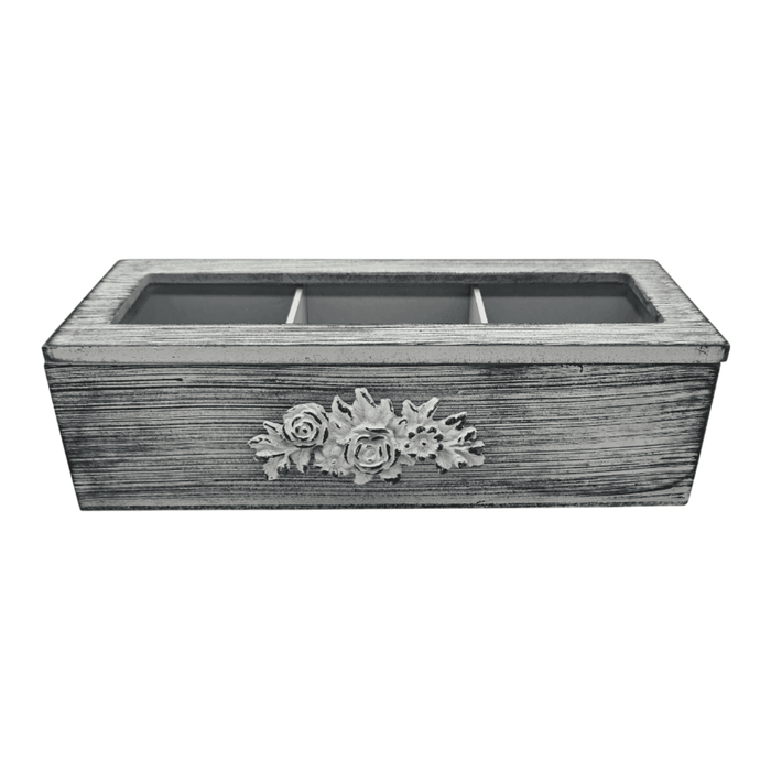 Caja De Te Porta Te Caja De Madera Para Te Gris 3 Divisiones - Fliperex