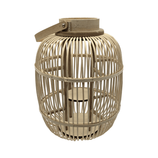 Candelabro De Bambu Natural Nordico Porta Vela Farol 40 CM - Fliperex