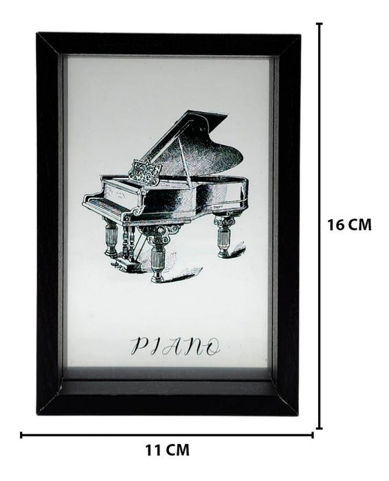 Cuadro De Vidrio Marco Negro Diseño Piano Decorativo