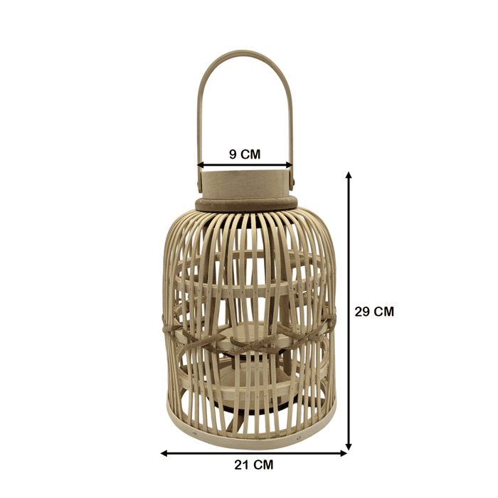 Candelabro De Bambu Natural Porta Vela Nordico Farol 30 CM - Fliperex
