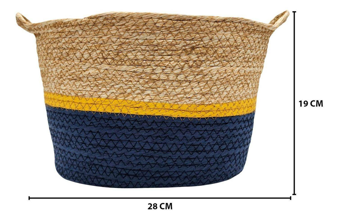 Canasto Decorativo Mimbre Cesta Yute Rustica 3 Colores P - Fliperex