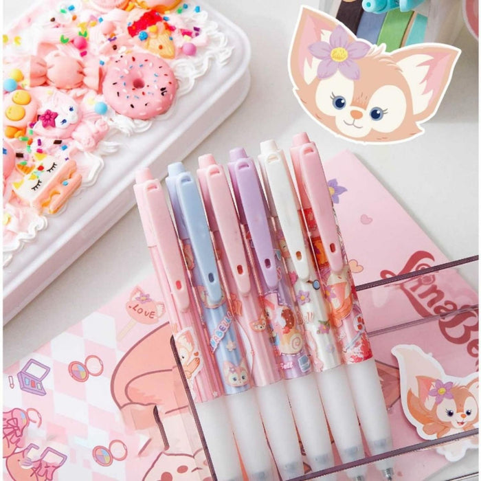 Set 6 Lapices Estilo Boligrafos Kawaii Lineball Rosados