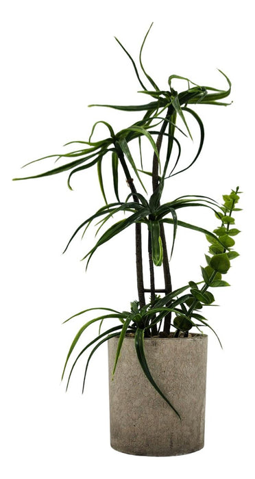 Planta Artificial Tropical Macetero Ceramica Gris