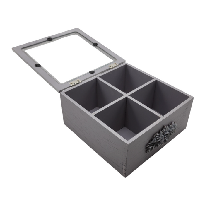 Caja De Te Porta Te Caja Para El Te Gris 4 Divisiones