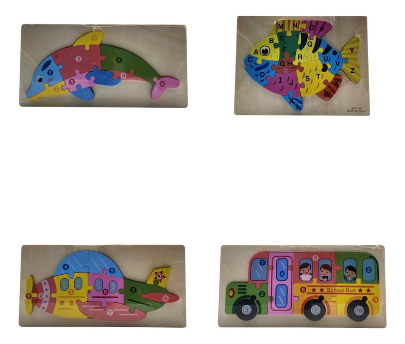 Puzzle Juego De Madera Autobus Juguete Educativo