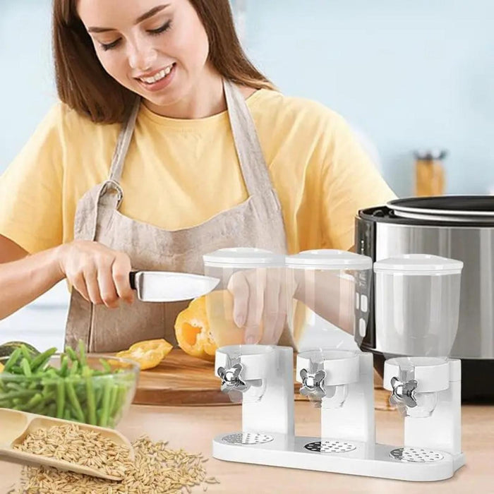 Dispensador Triple De Mesa Cereal Granos Frutos Secos Dulces