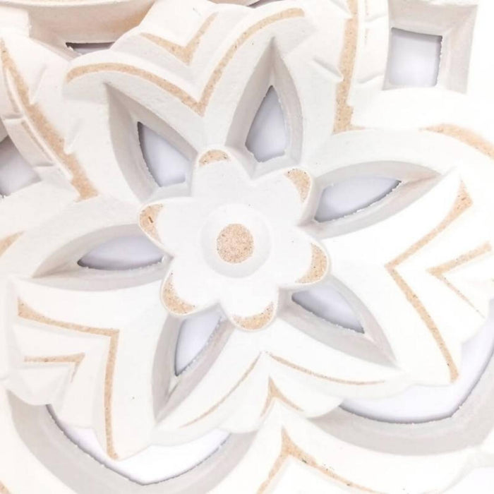 Cuadro De Madera Ornamental Mandala Blanco Decoracion Pared