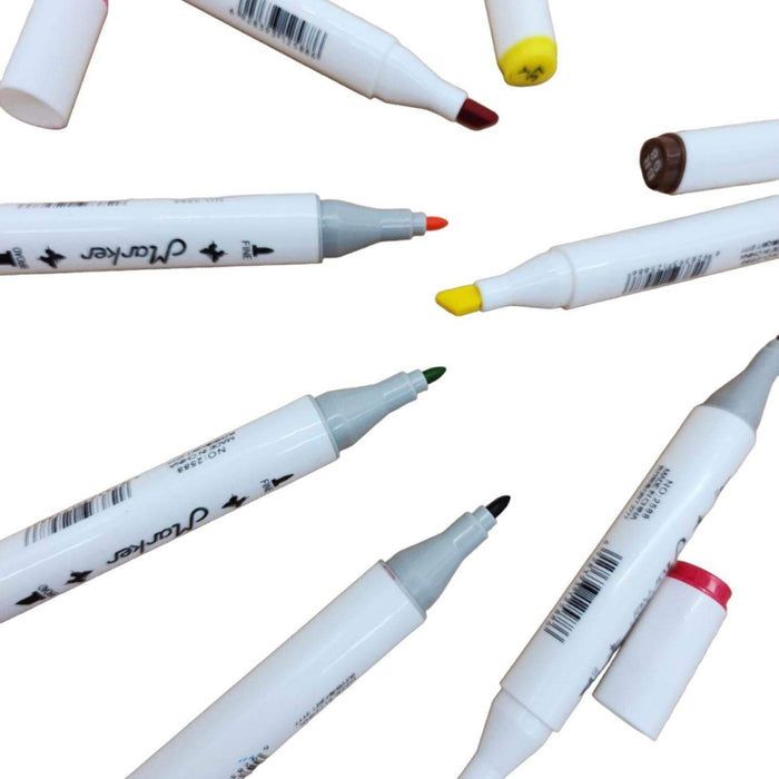 Set Marcadores Doble Punta 18 Lapices Plumones Arte Marker - Fliperex