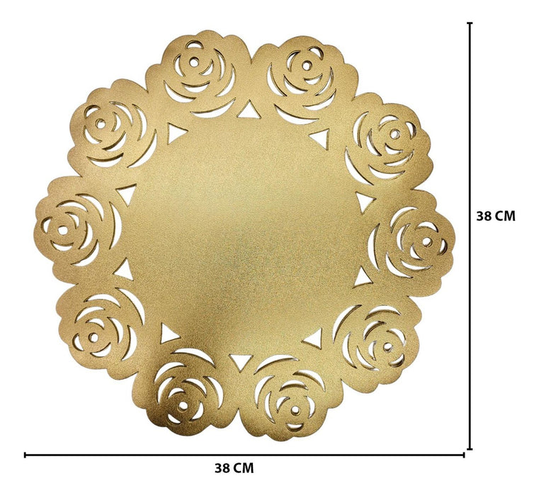 Set 6 Individuales Circulares Efecto Metalizados Dorados