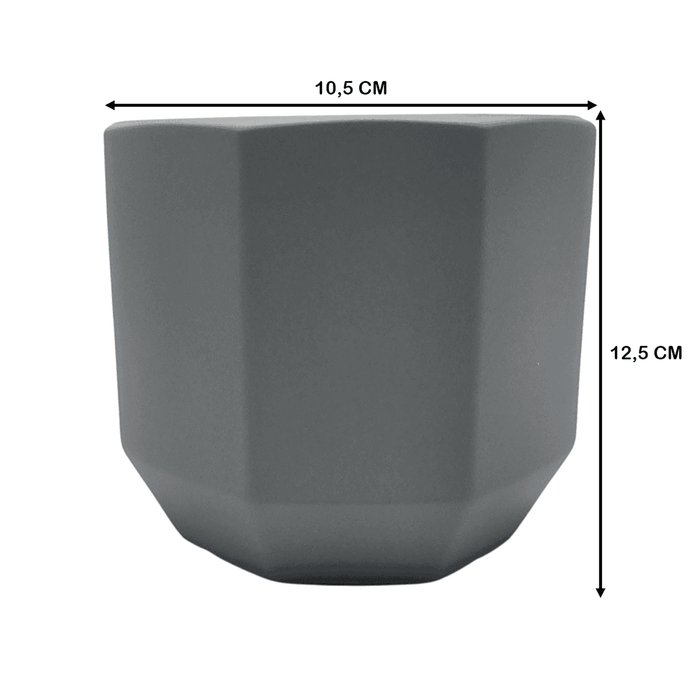Macetero Maceta De Ceramica Gris Lineas Verticales S - Fliperex