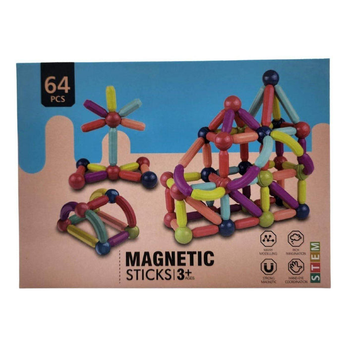 Juego Varillas De Construccion Magnetico Didactico 64 Piezas - Fliperex