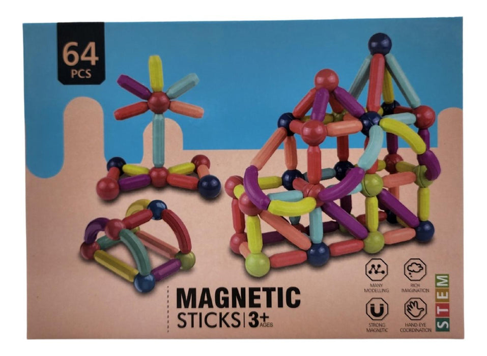 Juego Varillas De Construccion Magnetico Didactico 64 Piezas