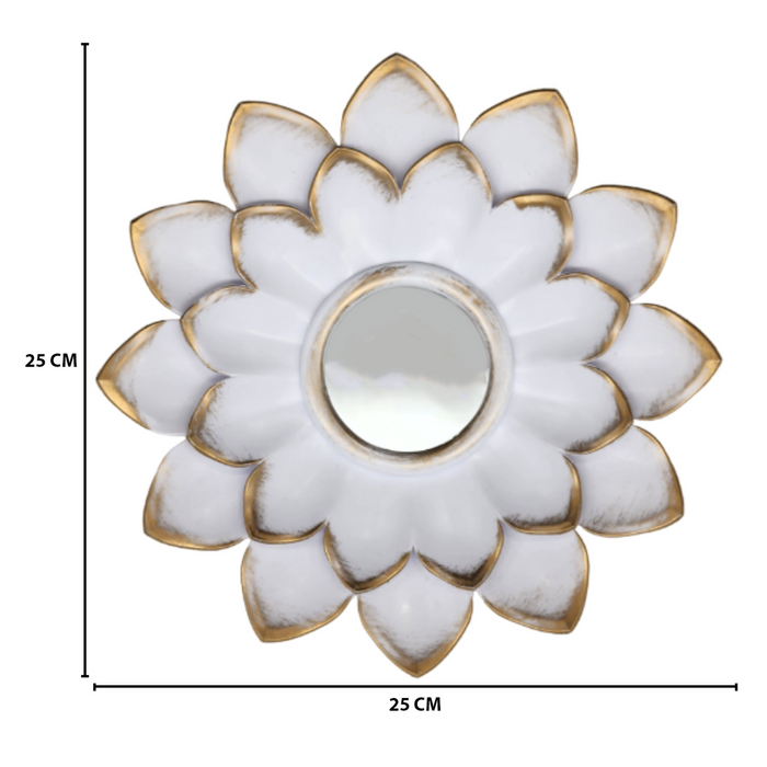 Set 4 Marcos De Espejos Flor De Loto Decorativo Blanco Deco