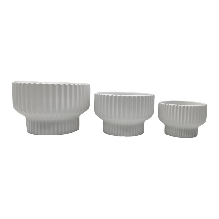 Set 3 Maceteros Maceta De Ceramica Estilo Copon Blanco Mate