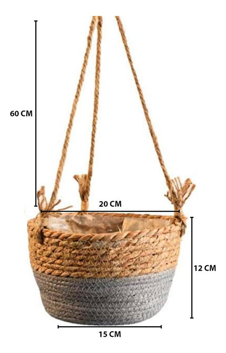 Canasto Porta Macetero Colgante De Fibra Para Casas Terrazas