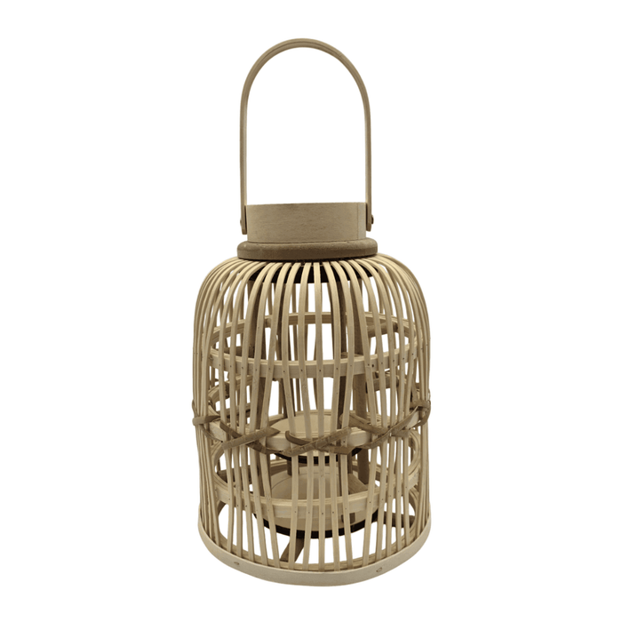 Candelabro De Bambu Natural Porta Vela Nordico Farol 30 CM - Fliperex