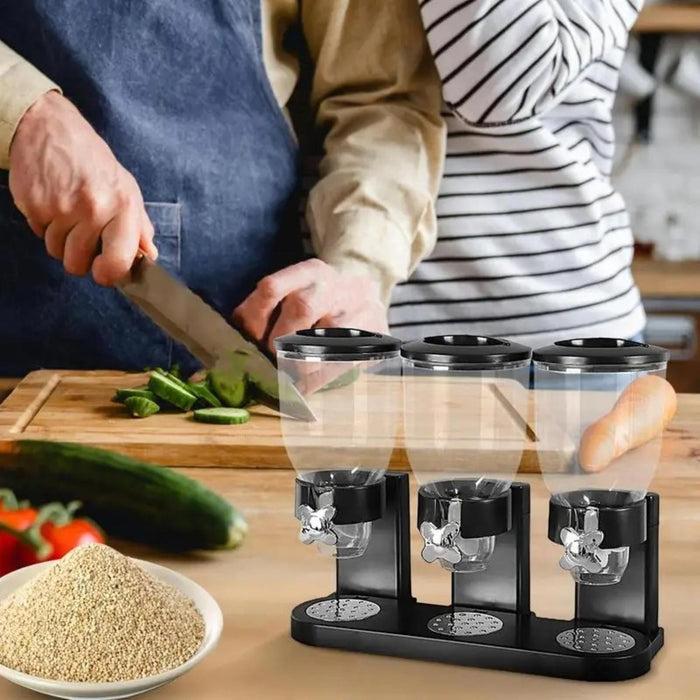 Dispensador Triple De Mesa Cereal Granos Frutos Secos Dulces