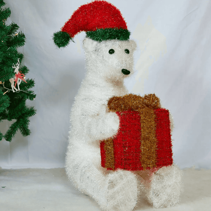 Oso Polar Navideño De Navidad 80 CM Luz Led Calida - Fliperex