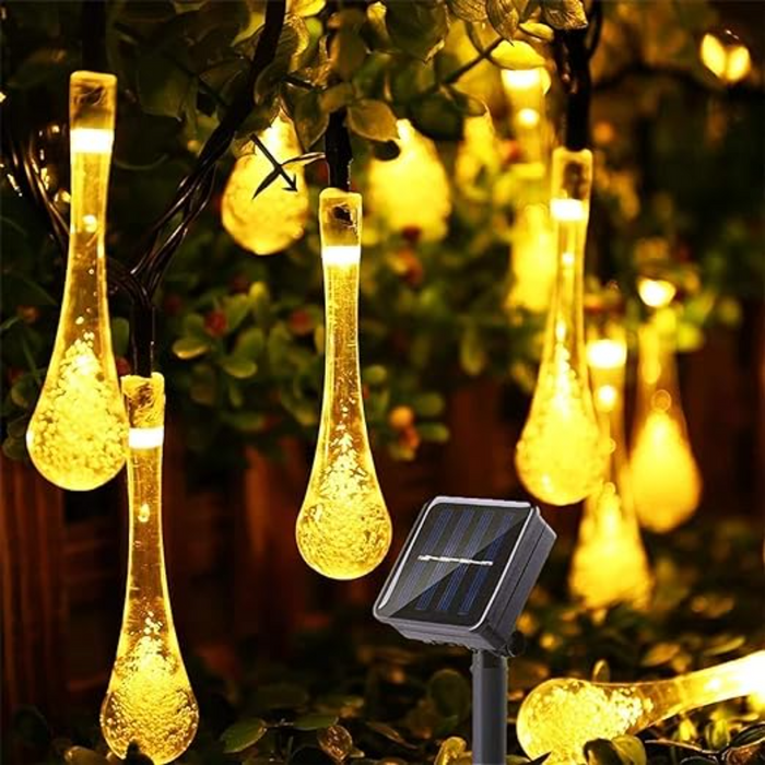 Guirnalda Solar Gotas Gotitas Luces Led Decoracion Jardin