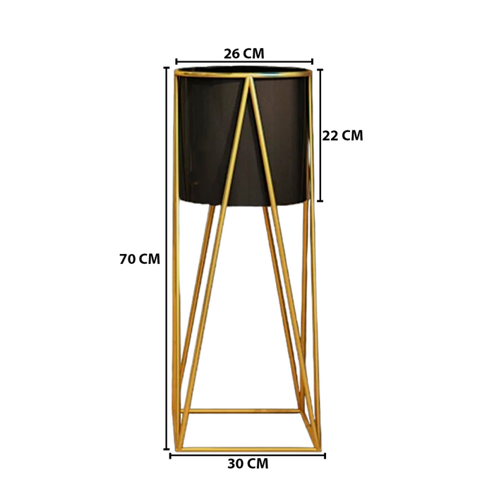 Porta Macetero Pedestal Maceta Plantas Negro Dorado