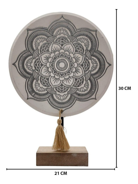 Figura Decorativa Mandala Madera Redondo Grande