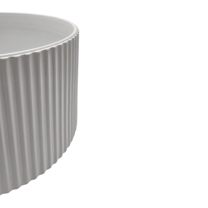 Macetero Maceta De Ceramica Blanco Lineas Verticales Grande - Fliperex