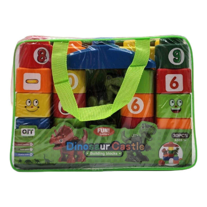 Set Bloques Y Dinosaurios Grande 30 Piezas Con Bolso Estuche - Fliperex