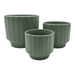 Macetero Maceta De Ceramica Verde Oliva Lineas Verticales S - Fliperex