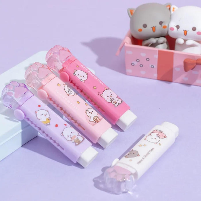 Set 4 Gomas De Borrar En Barra Patita De Gatito Kawaii