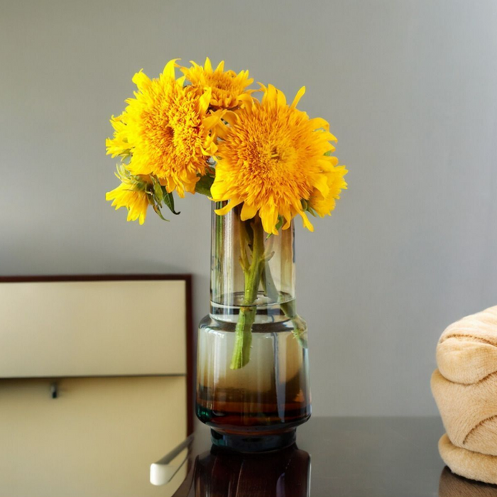 Florero Decorativo De Vidrio Cristal Con Diseño Tonos Café