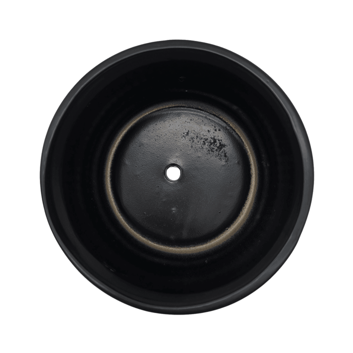 Macetero Maceta De Ceramica Lineas Relieve Negro L - Fliperex